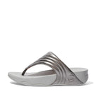 Women Pewter Leather Toe Post Sandals