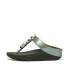 Women Bay Green Pearl Chain Toe Post Sandals