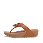 Women Light Tan Tassel Leather Toe-Post Sandals