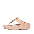 Women Beige Shimmer Toe Post Sandals