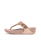 Women Rose Gold Adjustable Leather Toe-Post Sandals