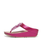 Women Fuchsia Rose Rumba Beaded Toe-Post Sandals