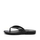 Women All Black Leather Flip Flops