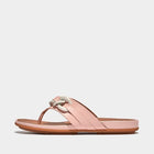 Women Light Pink Rubber-Chain Leather Toe-Post Sandals