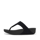 Women Black Mix Geo-Webbing Toe-Post Sandals