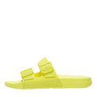 Women Lime Juice Glow-In-The-Dark Two-Bar Buckle Slides