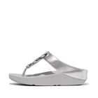 Women Silver Bead-Circle Metallic Toe-Post Sandals