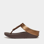 Women Bronze Bead-Circle Metallic Toe-Post Sandals