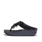 Women Metallic Navy Rumba Beaded Metallic Toe-Post Synthetic Leather Sandals