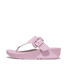 Women Wild Lilac Covered-Buckle Raw-Edge Leather Toe-Thongs