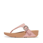 Women Soft Blush Crystal-Buckle Leather Toe-Post Sandals