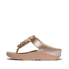 Women Metallic Classic Beige Bauble-Bead Toe-Post Sandals