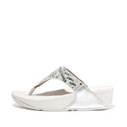 Women Silver Sequined Toe-Post Sandals