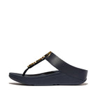 Women Midnight Navy Resin-Hoop Leather Toe-Post Sandals