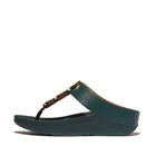 Women Deep Teal Resin-Hoop Leather Toe-Post Sandals