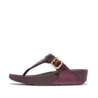 Women Metallic Mauve Wine Adjustable Metallic-Leather Toe-Post Sandals