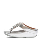 Women Silver Rumba Beaded Toe-Post Sandals