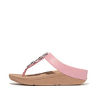 Women Soft Blush Crystal-Chain Leather Toe-Post Sandals