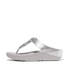 Women Silver Crystal-Chain M/Leather Toe-Post Sandals