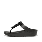 Women Black Rumba Starburst-Bead Toe-Post Sandals