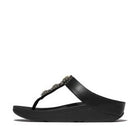Women Black Crystal-Jewel Toe-Post Sandals