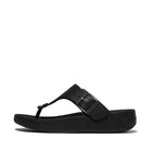 Men Black Buckle Tumble-Leather T-Post Sandals