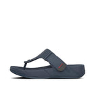 Men Navy Leather Flip Flops