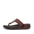 Men Cappuccino Embossed Leather Toe Post Sandals
