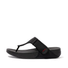 Men All Black Toe Post Sandals