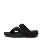 Men All Black Water-Resistant Neoprene Toe-Post Sandals