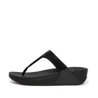 Women All Black Crystal Embellished Toe Post Sandals