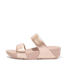Women Rose Gold  Metallic Leather Slides