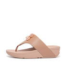 Women Beige Stone Cluster Leather Toe Post Sandals