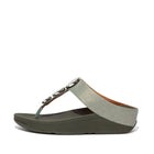 Women Bay Green Shimmer Toe-Post Synthetic Leather Sandals