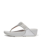 Women Silver Lasercrystal Leather Toe Post Sandals