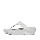 Women Soft Grey Perf Croc Embossed Leather Toe Post Sandals