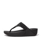 Women All Black Art-Denim Toe-Post Synthetic Leather & Textile Sandals