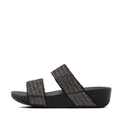 Women All Black Mina Glitter-Weave Slides