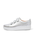 Women Silver Strap Metallic Leather Trainers
