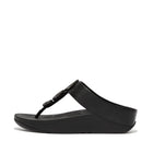 Women All Black Metallic-Trim Toe-Post Sandals