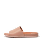 Women Beige Leather Pool Slides