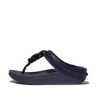 Women Midnight Navy  Crystal-Cord Leather Toe-Post Sandals