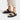 Women Black Adjustable Leather Slides