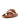 Women Light Tan Rubber-Buckle Two-Bar Leather Slides