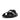 Women All Black Rubber-Buckle Two-Bar Leather Slides