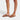 Women Light Tan Rubber-Buckle Two-Bar Leather Slides