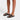 Women All Black Rubber-Buckle Two-Bar Leather Slides