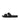 Women All Black Rubber-Buckle Two-Bar Leather Slides