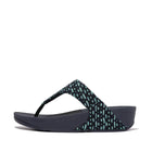Women Midnight Navy Mix Geo-Webbing Toe-Post Sandals