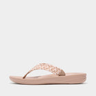 Women Beige Mix Art-Webbing Ergonomic Nylon Flip-Flops
